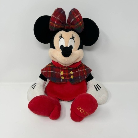 Disney Collection Holiday Minnie Mouse Plaid Cape and Bow 2015 Collectible Plush - Picture 2 of 15